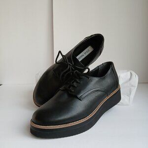 Steve Madden Black Leather 'Moda0151' LaceUp Rubber Sole Oxford Shoes NWOB Sz 7M